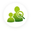 Icon Personen und Lupe