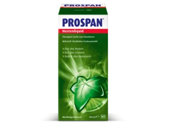 Produkt Prospan Hustenliquid-Flasche Prospan Hustenliquid hilft dabei festsitzenden Schleim zu lösen.