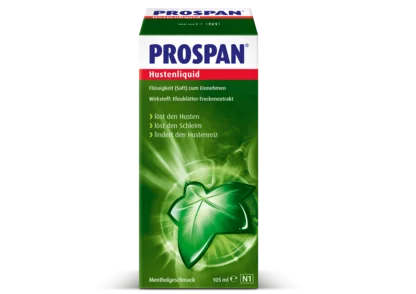 Prospan Hustenliquid hilft dabei festsitzenden Schleim zu lösen.